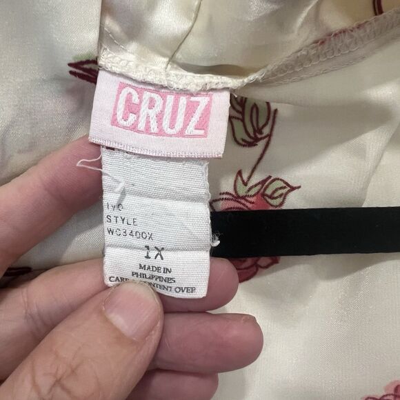 Vtg CRUZ NATORI FLORAL KIMONO SLEEVES LOUNGER HOUSE ROBE Roses Sz Xl Loungewear - Picture 2 of 8